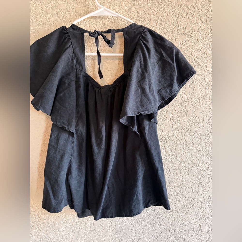 Old Navy Black Flutter Sleeve Blouse
